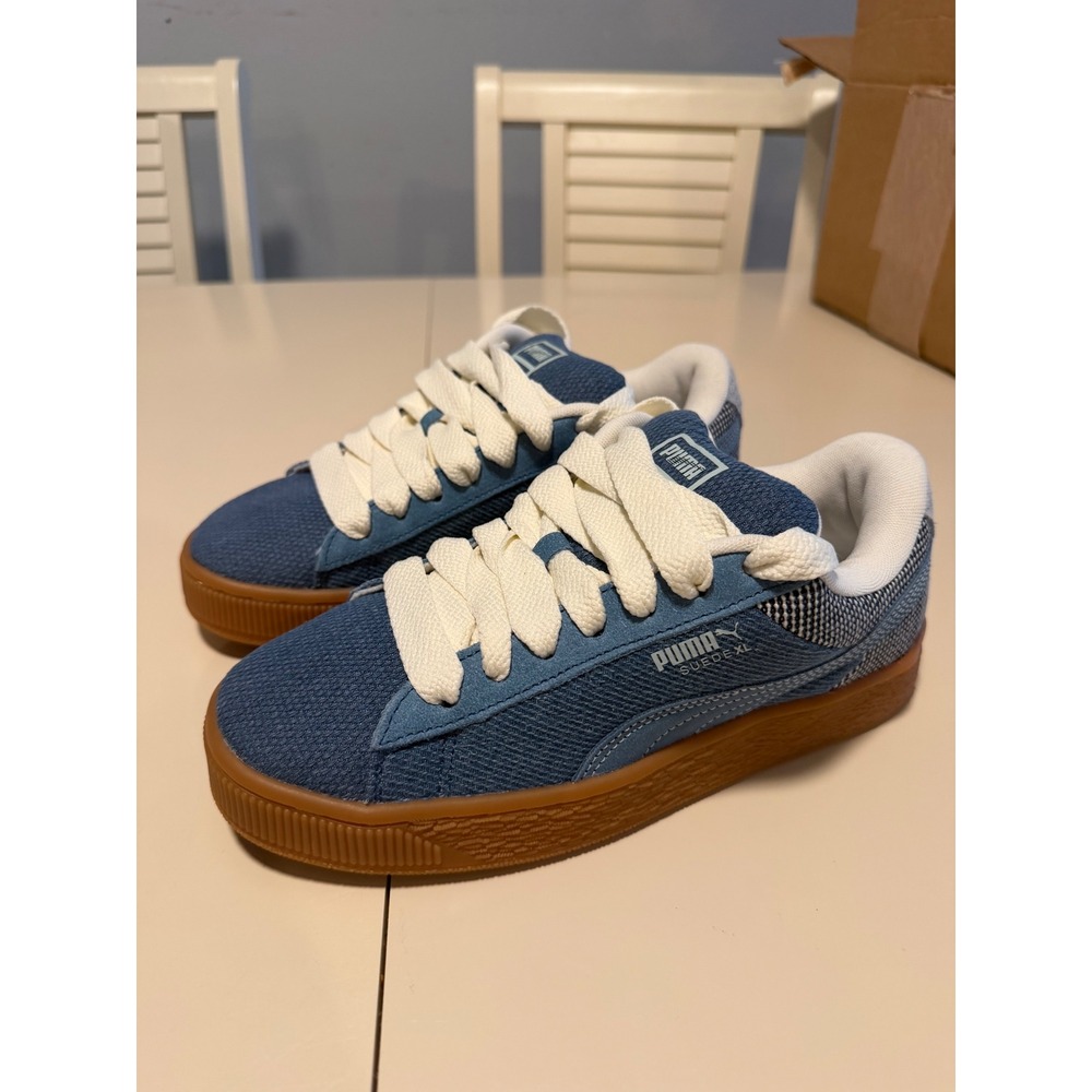 Puma Suede XL Blue Gum Sneakers Chunky Low Top Fat Laces Mens 6 - Picture 6 of 6